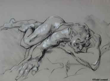 figure drawing, man lying on stomach